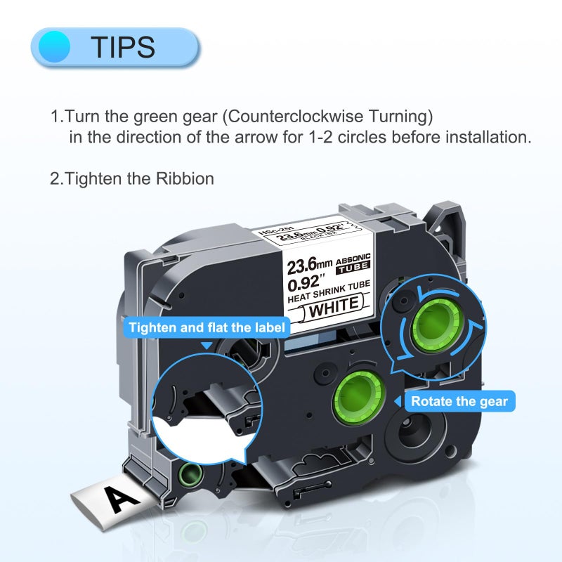 Absonic 3-Pack Compatible Hse Label Tape Replacement for Heat Shrink Tube HS-251 HS251 Hse251 Hse-251 23.6mm 0.92" Black on White P Touch 1 Inch Tape for PT D600 E500 E500VP E550W P700 P750WVP - Image 3